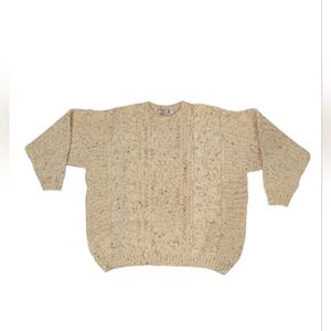 HIGHLAND HOME INDUSTRIES. 100% PURE NEW WOOL CHUNKY CABLE KNIT SWEATER. SIZE XL